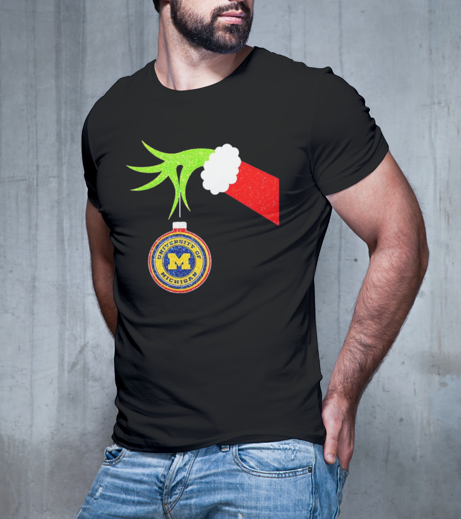 University Of Michigan Christmas Grinch Hand T-Shirt