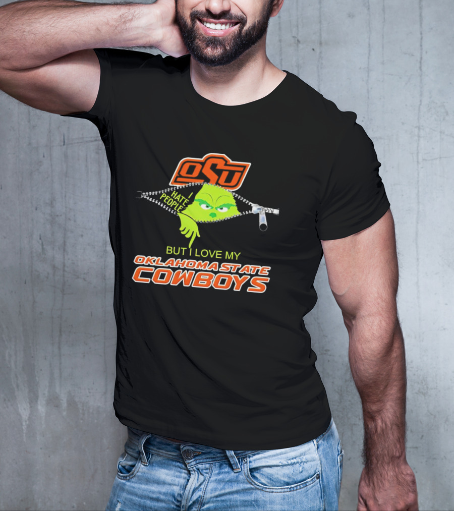 Grinch I Hate People Love My Oklahoma State Cowboys OSU T-Shirt