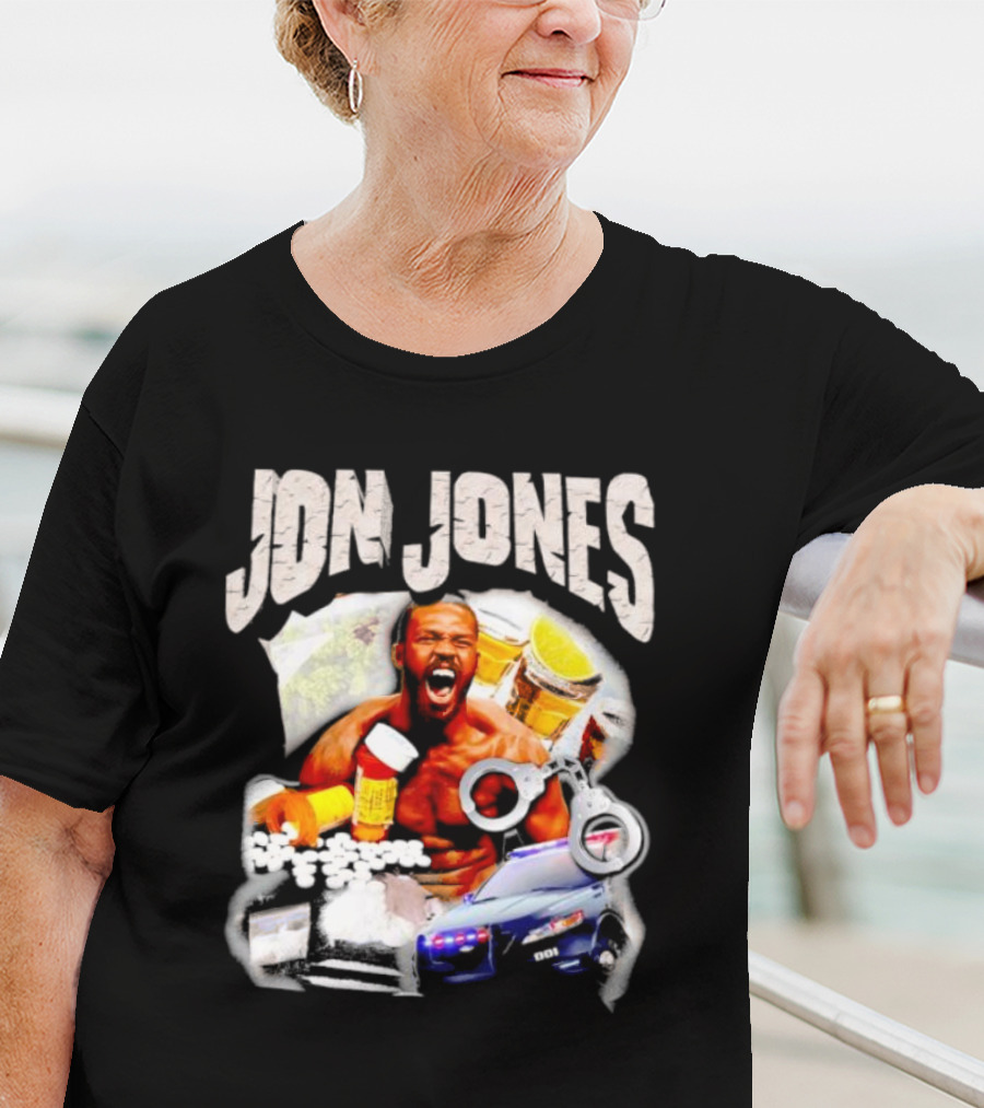 Jon Jones Vintage Police Car Handcuffs Pills Bottles T-Shirt