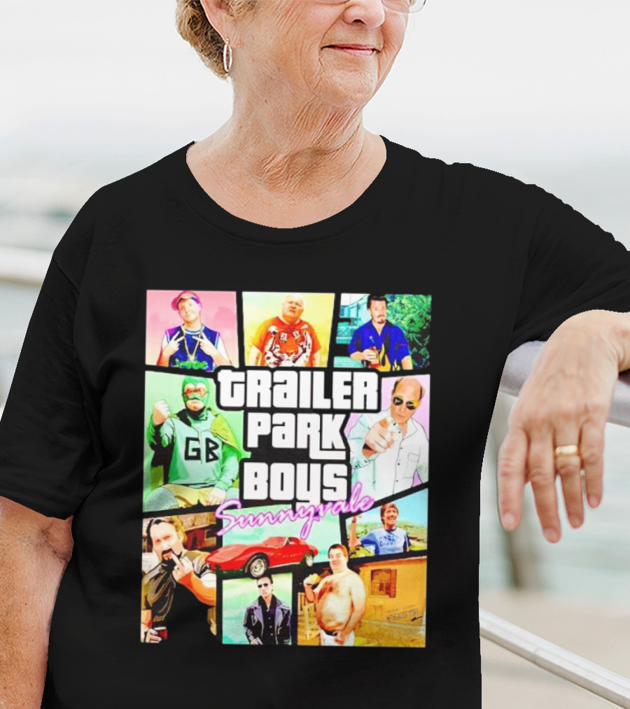 Trailer Park Boys Sunnyvale Collage Of Characters And Car In Vibrant Colors T-Shirt