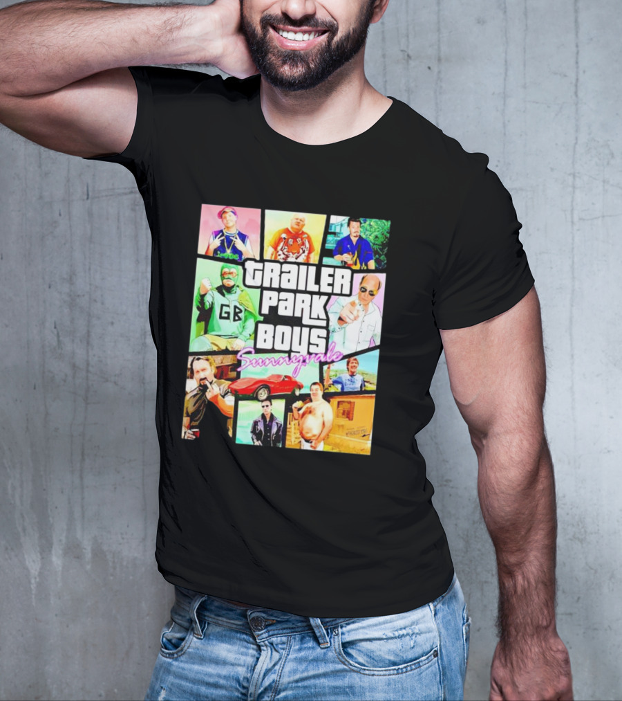Trailer Park Boys Sunnyvale Collage Of Characters And Car In Vibrant Colors T-Shirt