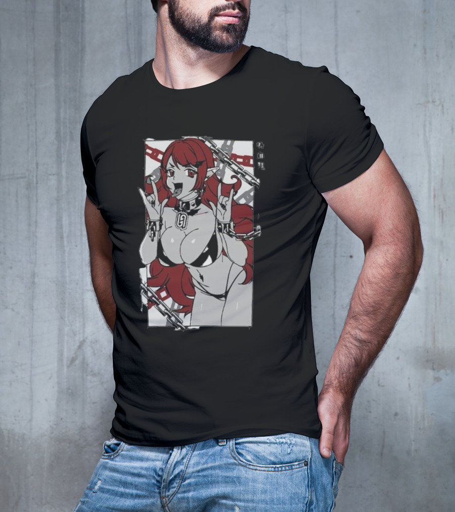 Vampiress Waifu Anime Red Hair Chains Gothic T-Shirt