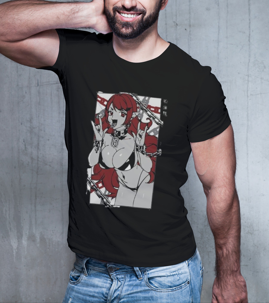 Vampiress Waifu Anime Red Hair Chains Gothic T-Shirt