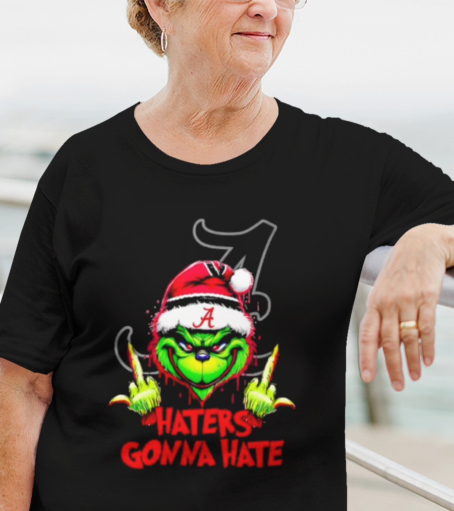 Alabama Crimson Tide Grinch Haters Gonna Hate Middle Finger T-Shirt