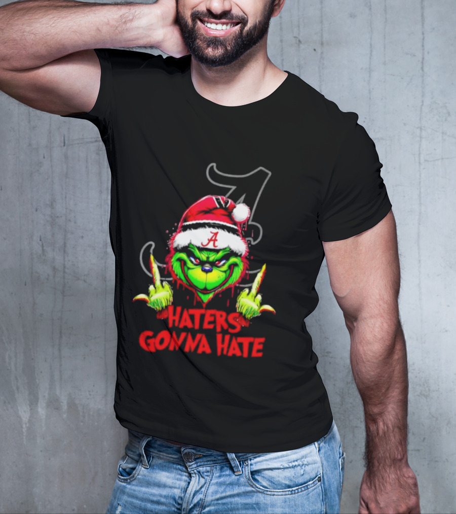 Alabama Crimson Tide Grinch Haters Gonna Hate Middle Finger T-Shirt