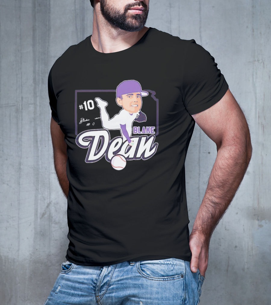 Blake Dean #10 Caricature Signature Baseball T-Shirt