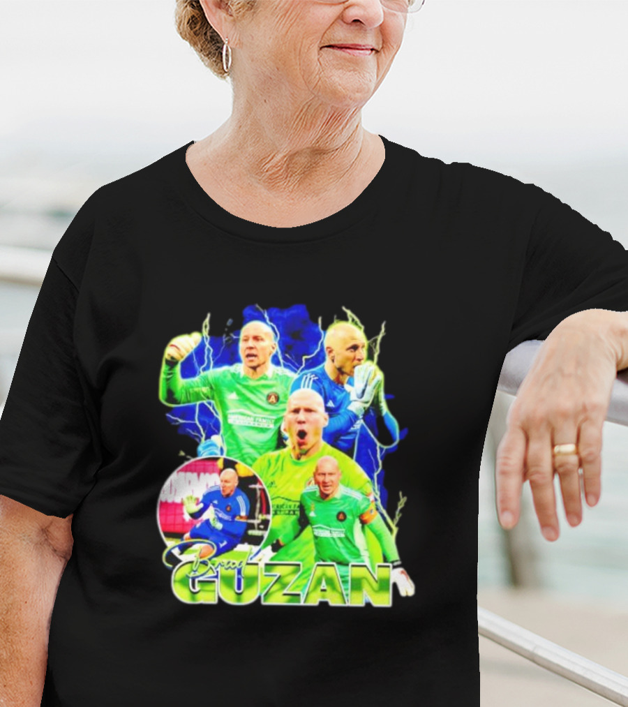Brad Guzan Atlanta United Green And Blue Lightning Soccer Montage T-Shirt