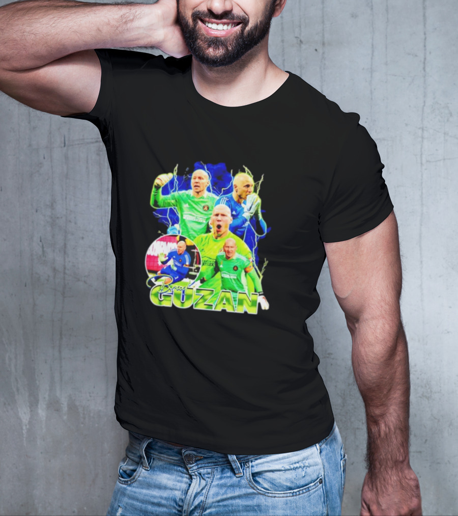 Brad Guzan Atlanta United Green And Blue Lightning Soccer Montage T-Shirt