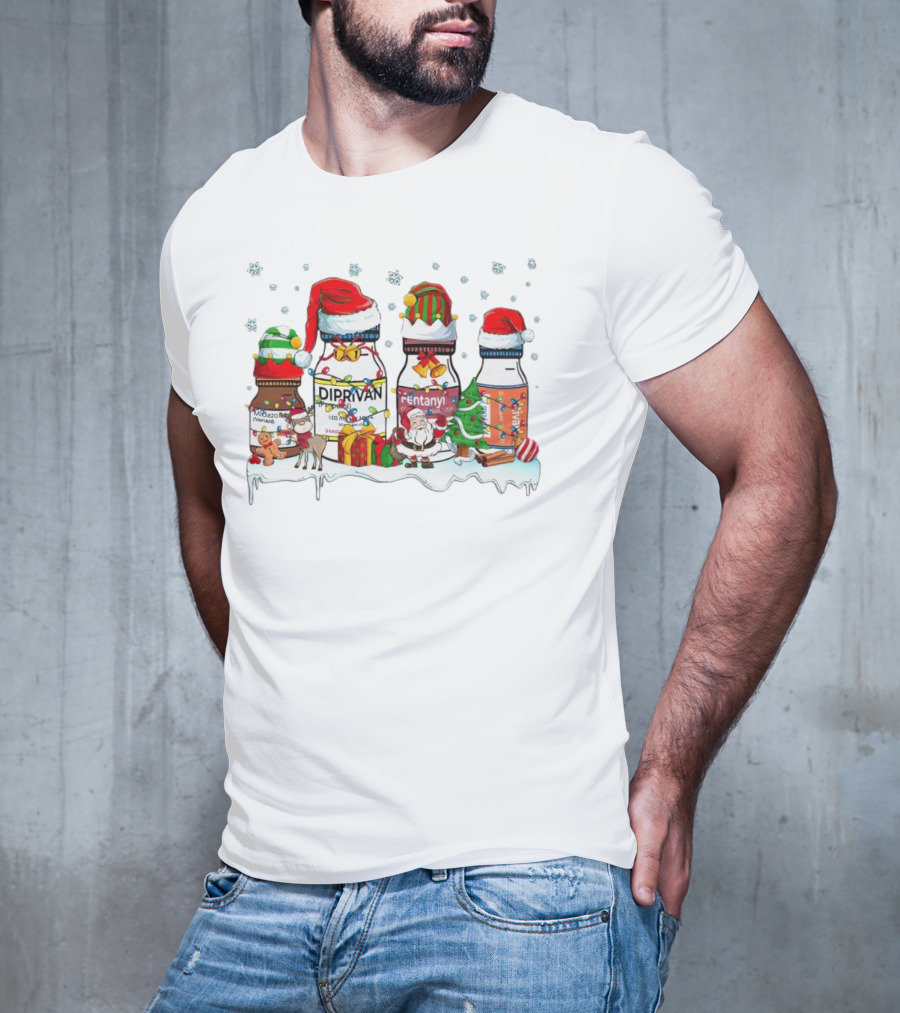 Santa Diprivan Fentanyl Christmas Bottles T-Shirt