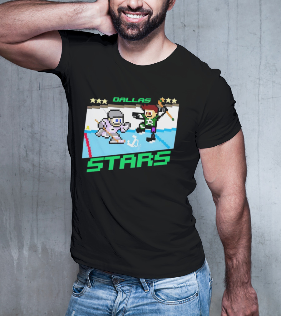 Dallas Stars Hockey Fights Cancer Pixel Art Jayden T-Shirt
