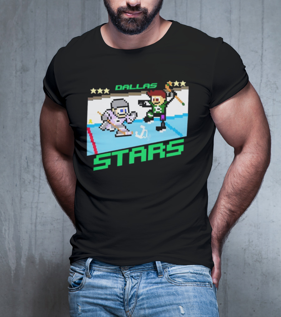 Dallas Stars Hockey Fights Cancer Pixel Art Jayden T-Shirt