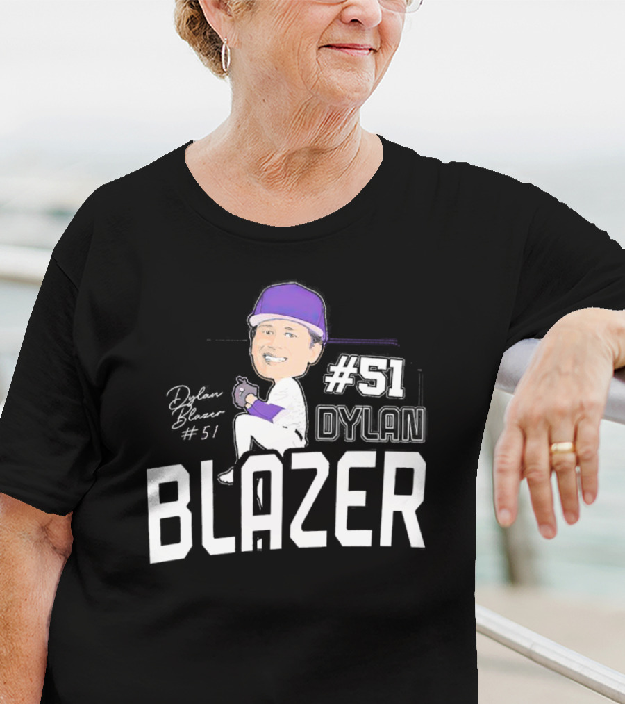 Dylan Blazer #51 Caricature Signature Baseball T-Shirt