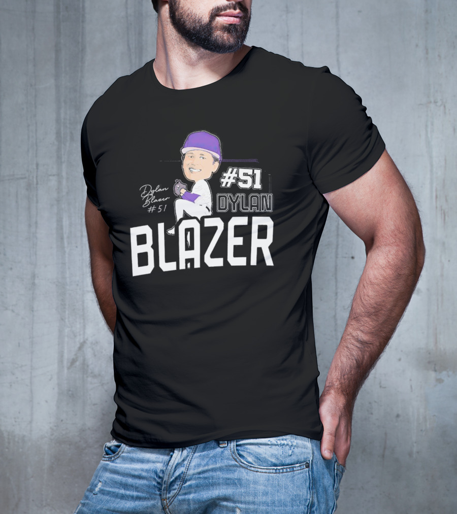 Dylan Blazer #51 Caricature Signature Baseball T-Shirt