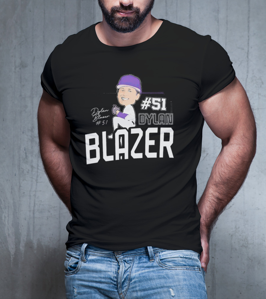 Dylan Blazer #51 Caricature Signature Baseball T-Shirt