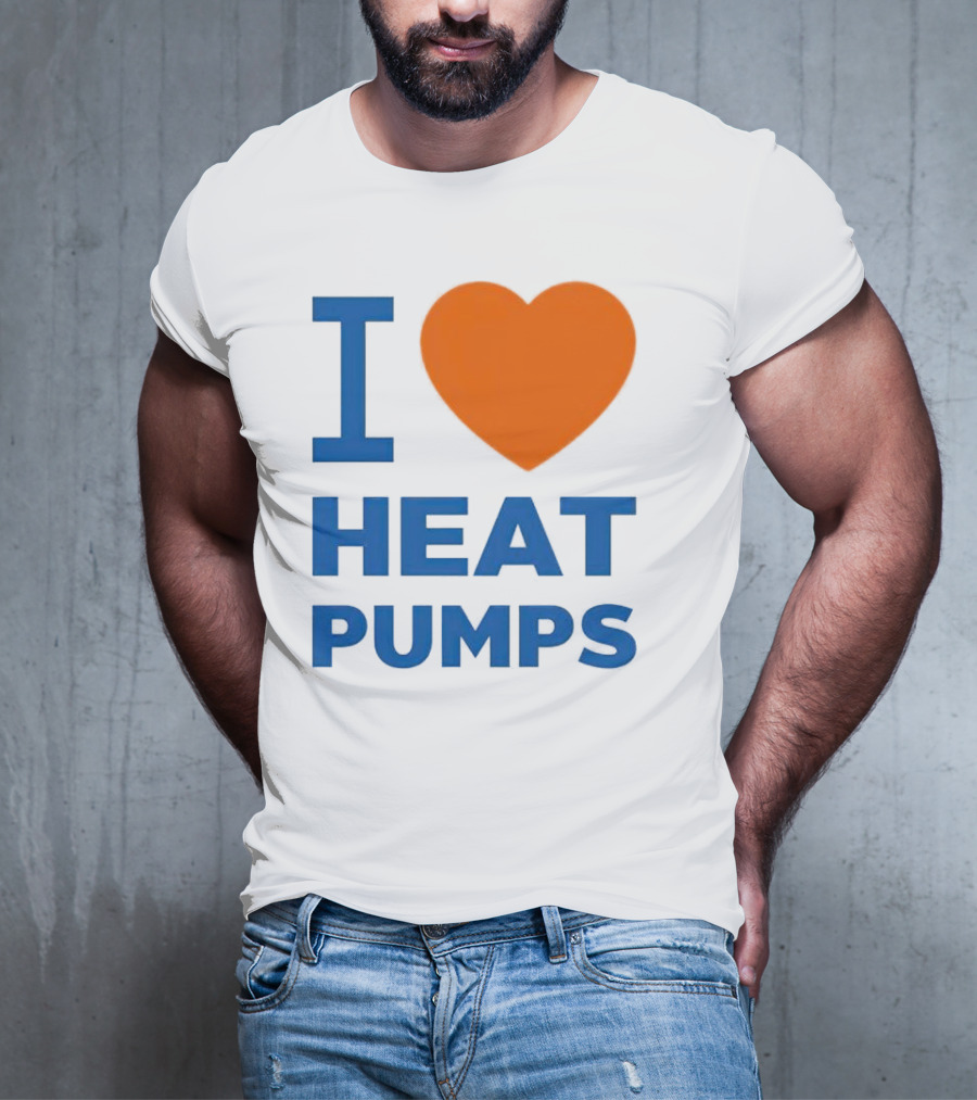 I Heart Heat Pumps Bold Blue Orange T-Shirt