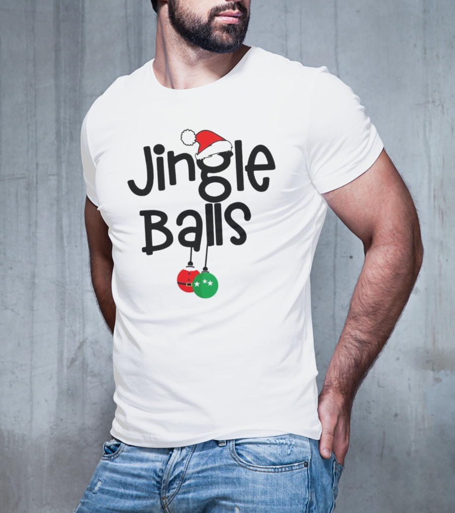 Jingle Balls Christmas Santa Hat Red Green Ornaments T-Shirt