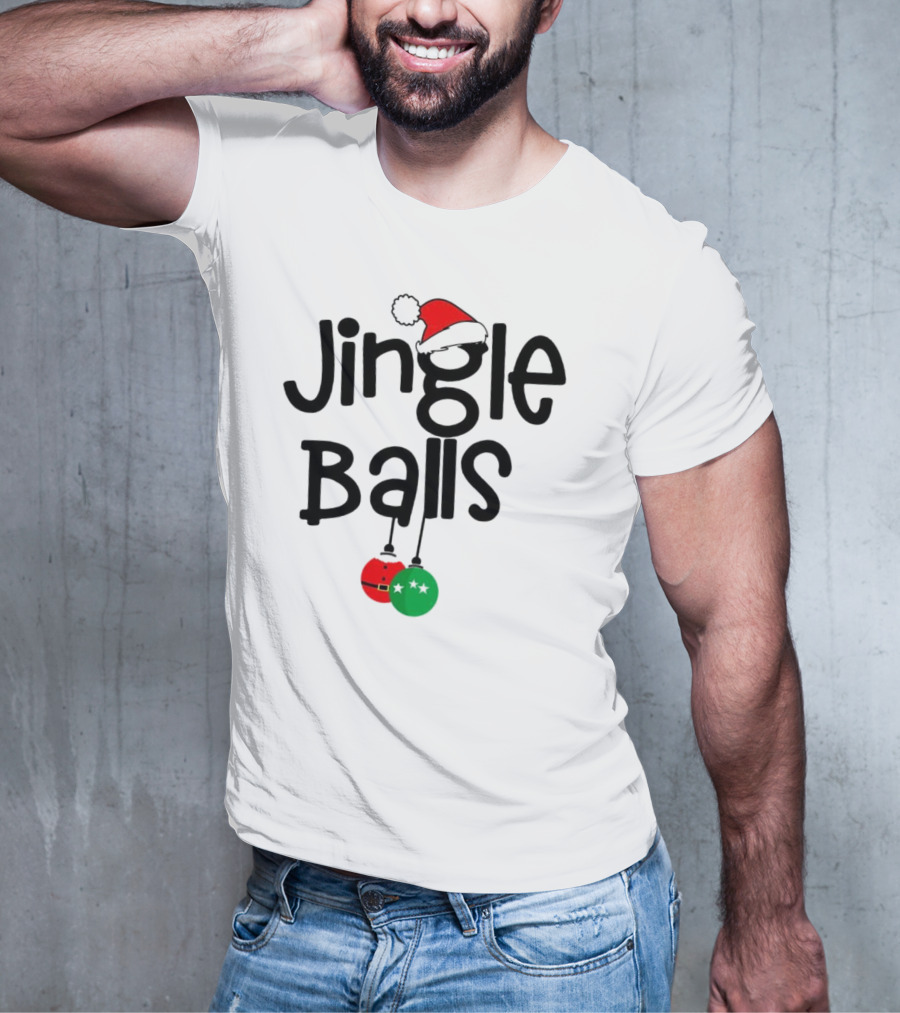 Jingle Balls Christmas Santa Hat Red Green Ornaments T-Shirt
