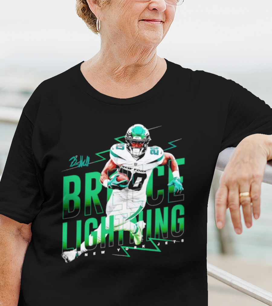 Breece Lightning New York Jets Signature Football T-Shirt