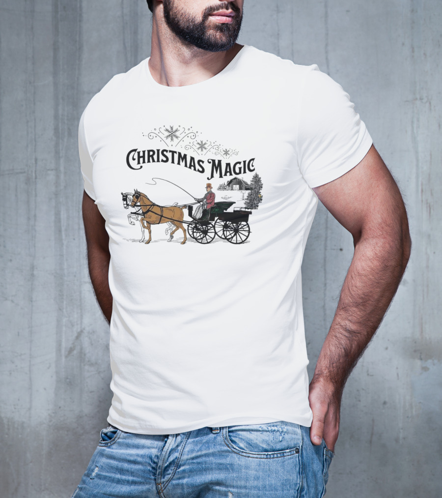 Christmas Magic Horse And Carriage Scene T-Shirt