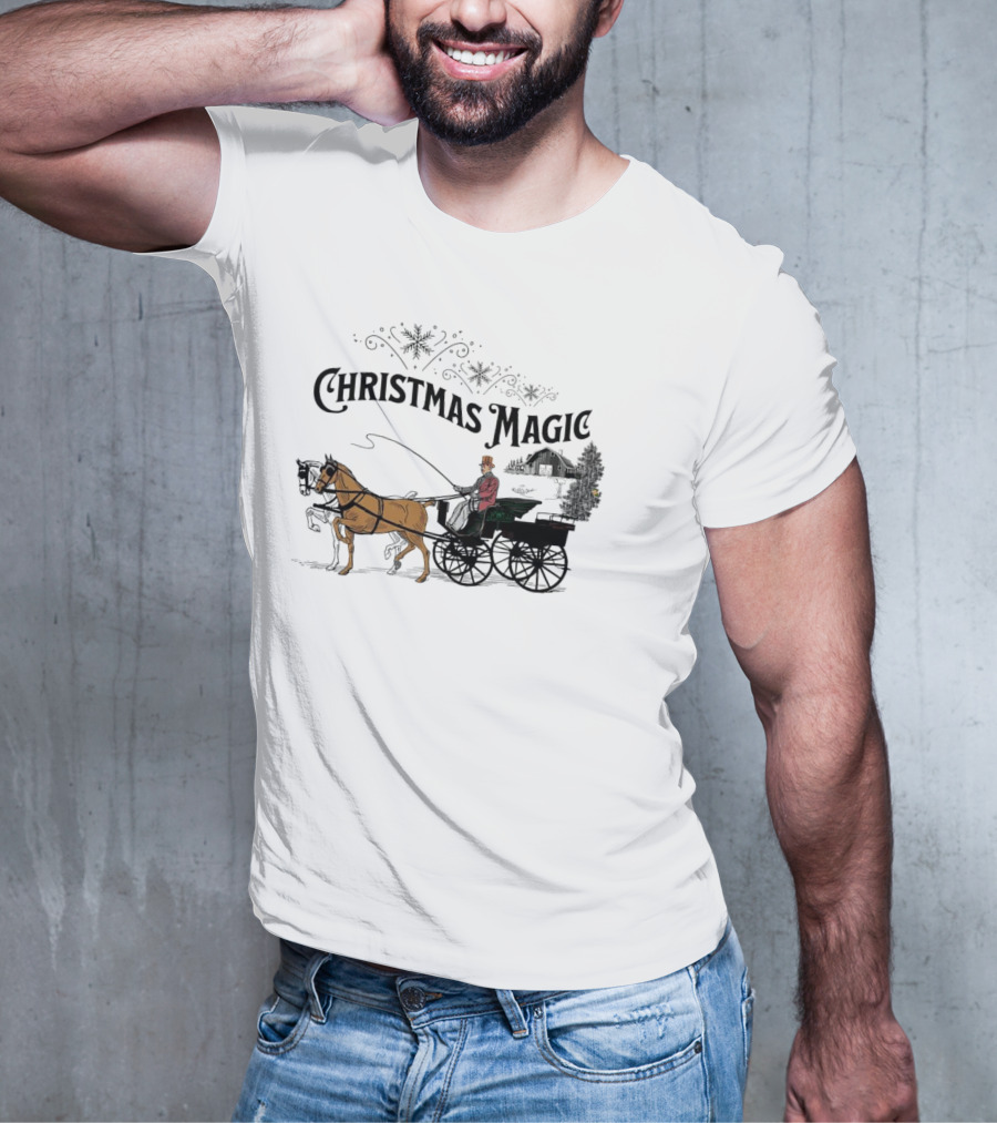 Christmas Magic Horse And Carriage Scene T-Shirt