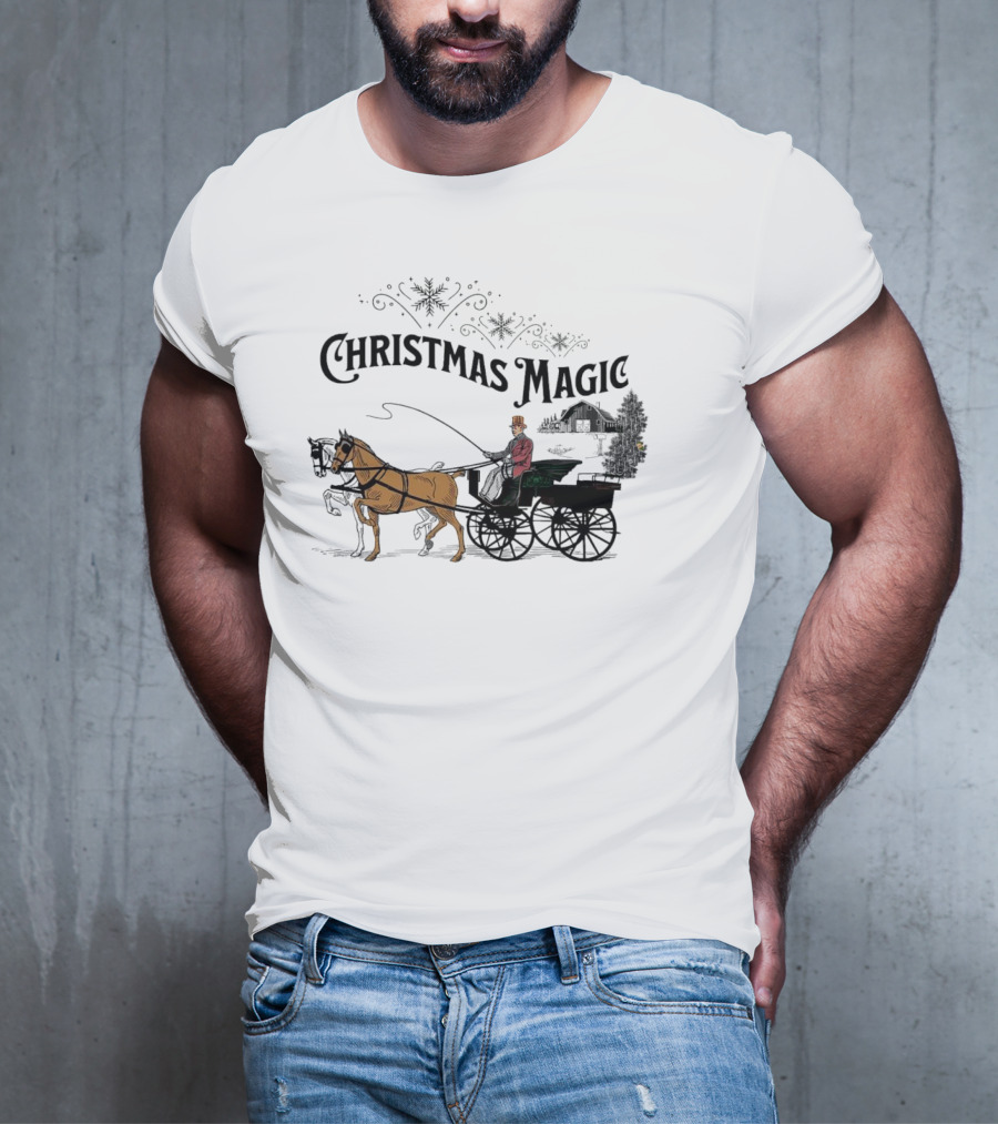 Christmas Magic Horse And Carriage Scene T-Shirt