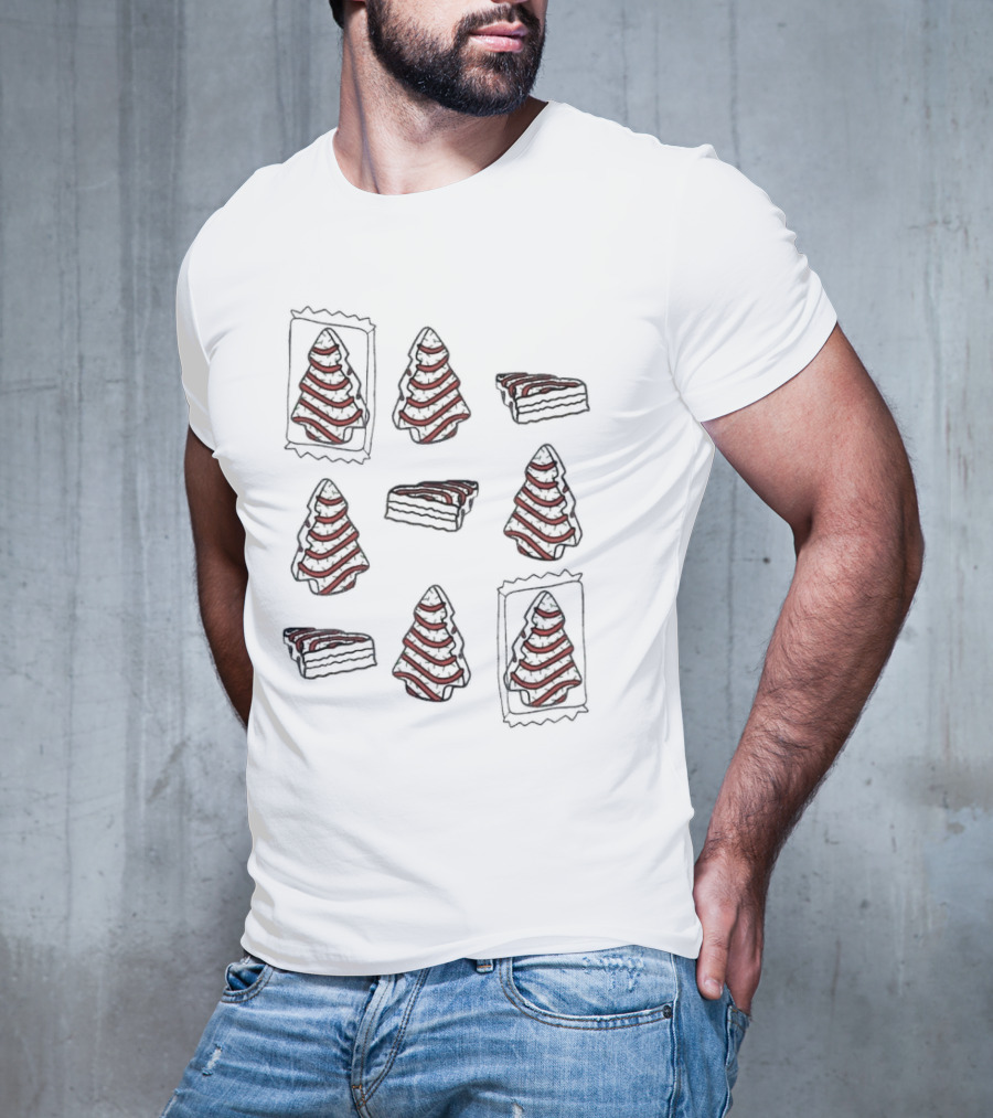 Christmas Tree Cakes Snack Pattern Christmas Holiday T-Shirt