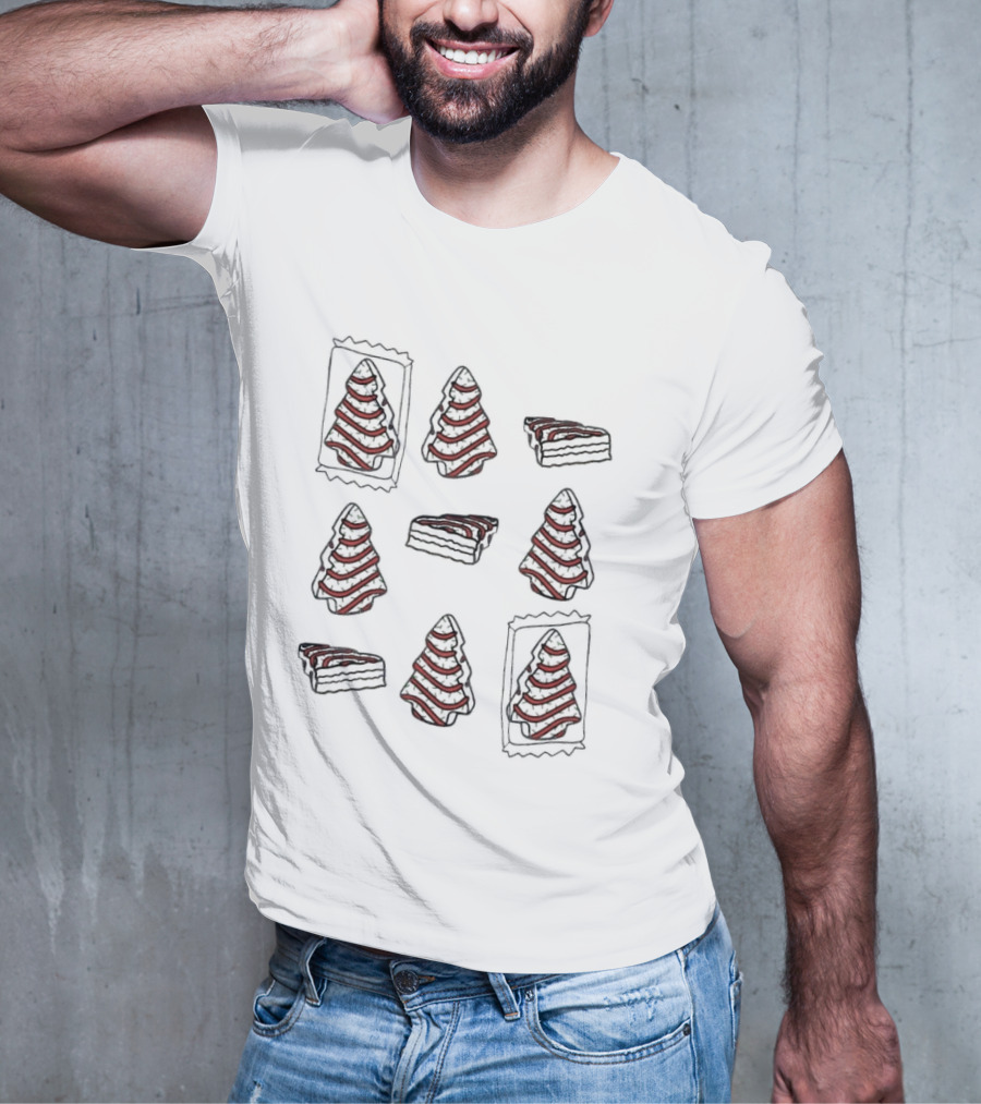 Christmas Tree Cakes Snack Pattern Christmas Holiday T-Shirt