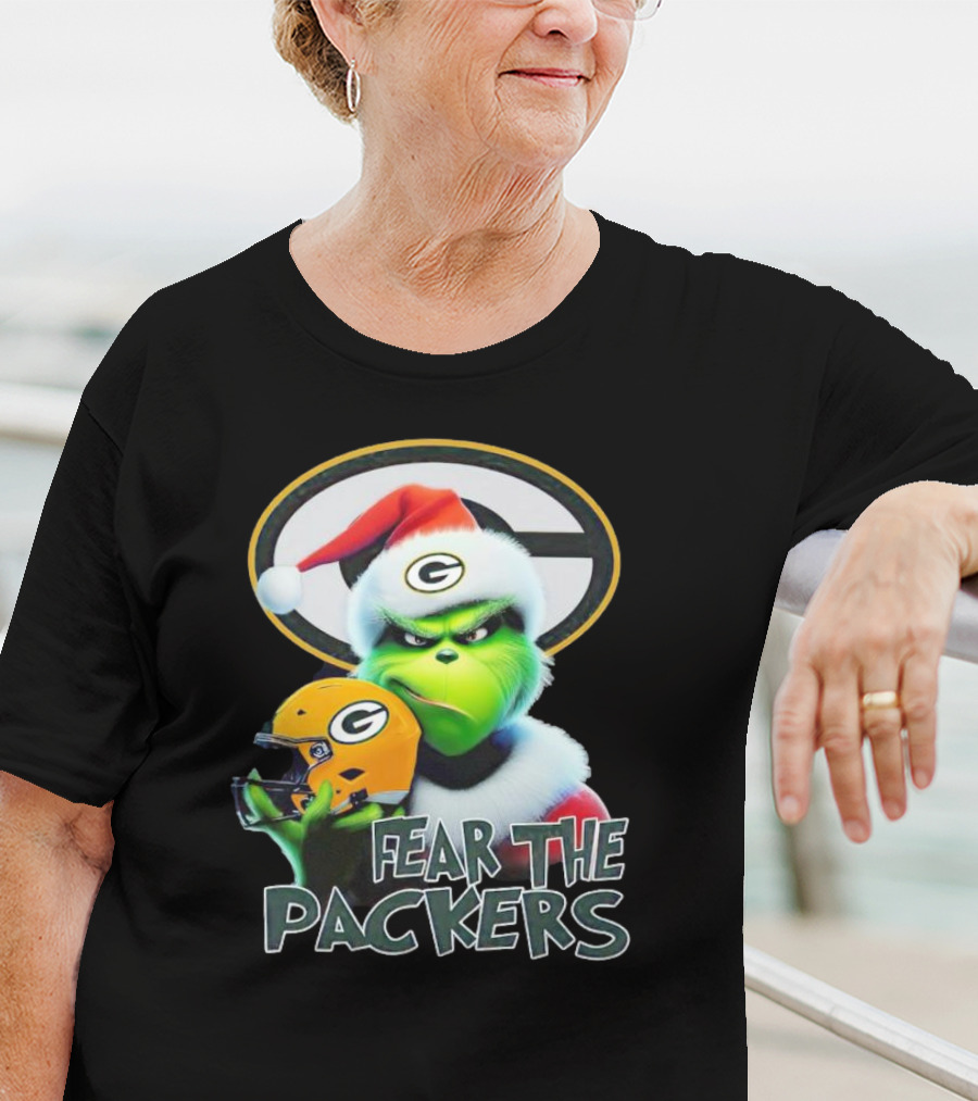 Grinch Fear The Green Bay Packers Christmas G Helmet T-Shirt