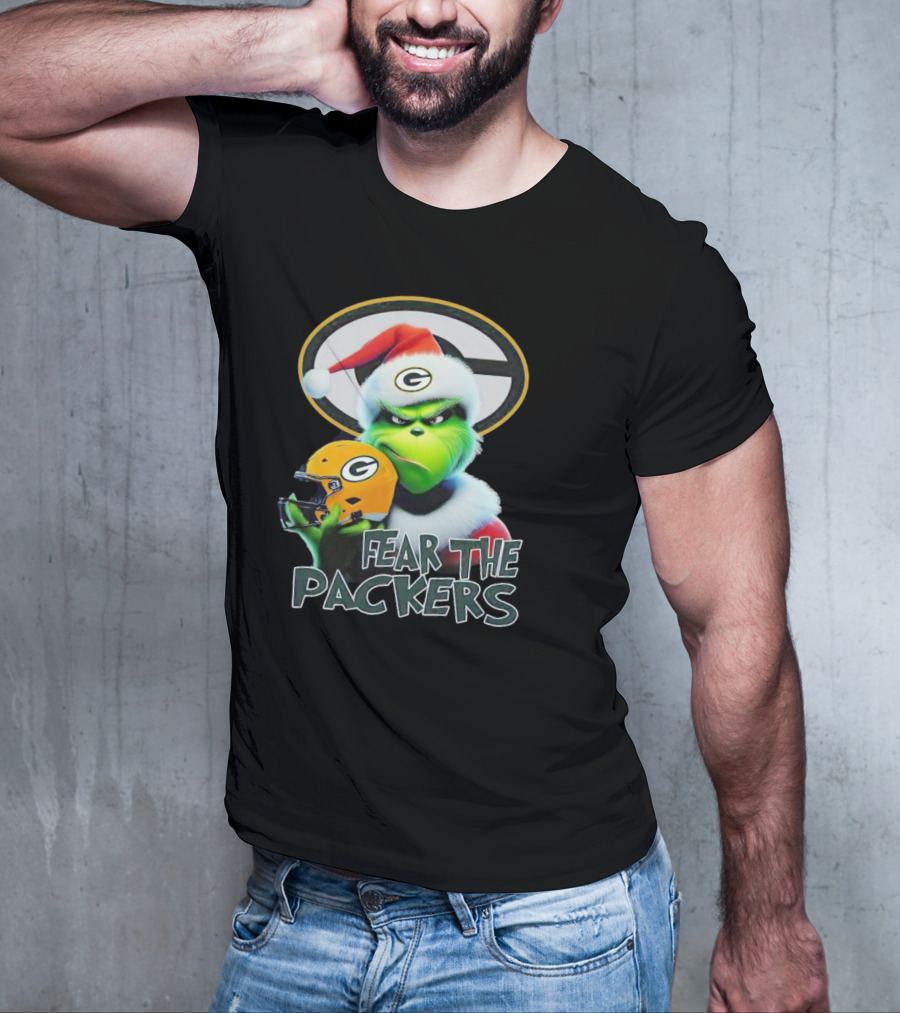 Grinch Fear The Green Bay Packers Christmas G Helmet T-Shirt