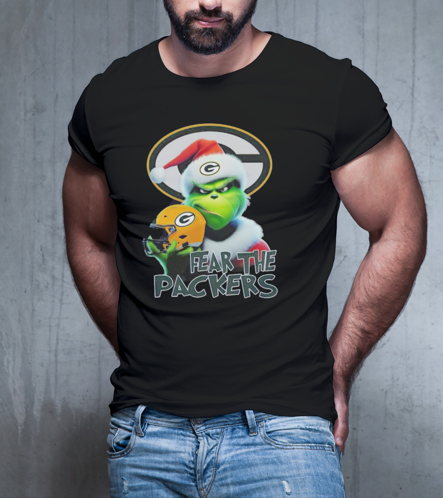 Grinch Fear The Green Bay Packers Christmas G Helmet T-Shirt