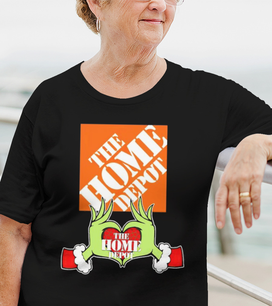 The Home Depot Christmas Grinch Green Hands Heart T-Shirt