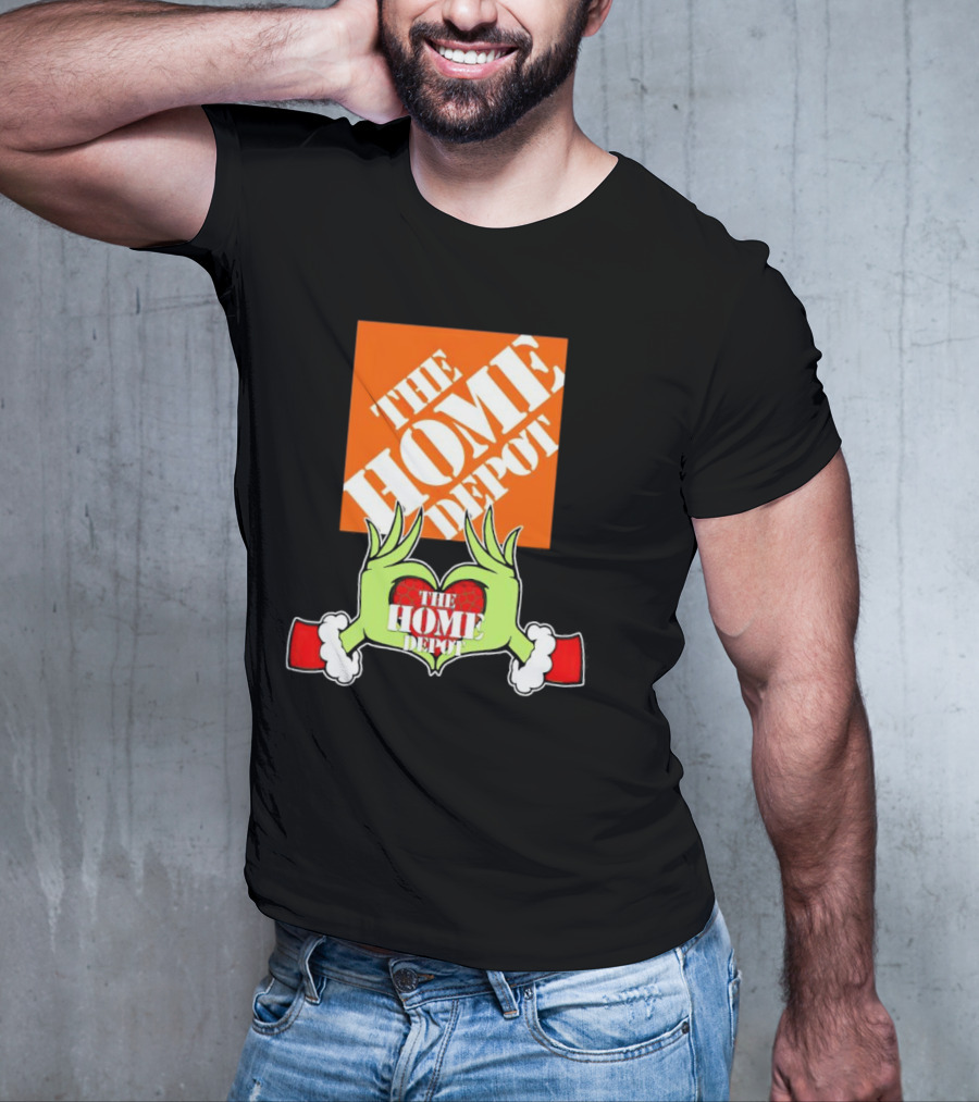 The Home Depot Christmas Grinch Green Hands Heart T-Shirt