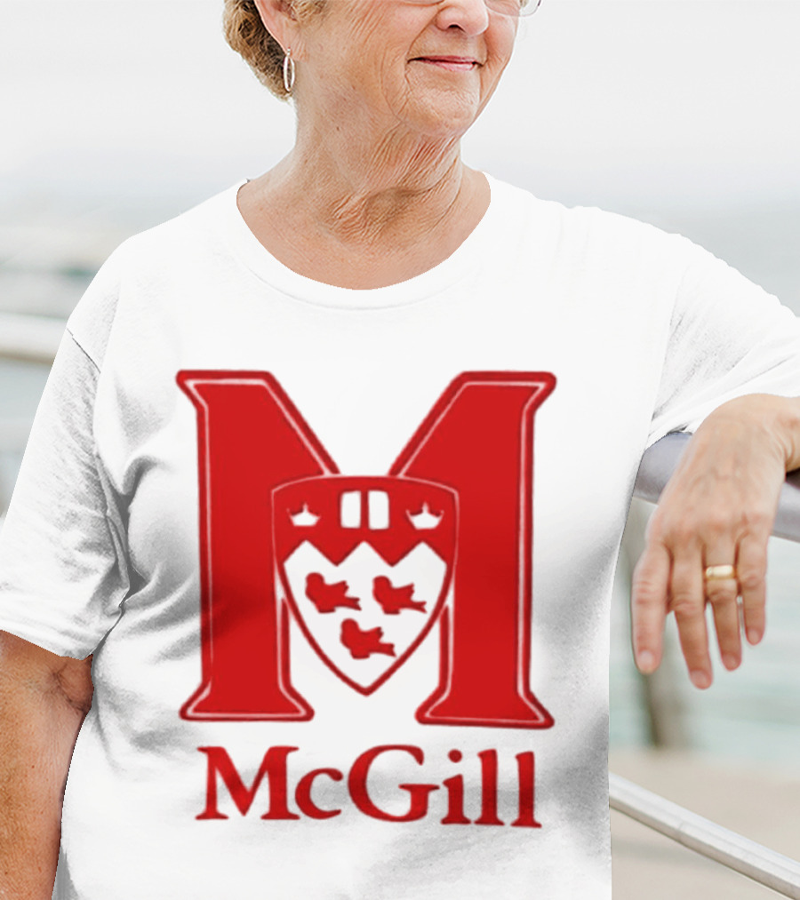 McGill University Large Red M And Shield Emblem T-Shirt