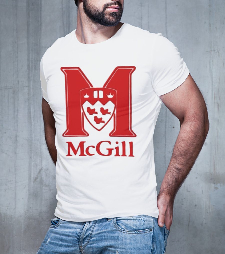 McGill University Large Red M And Shield Emblem T-Shirt
