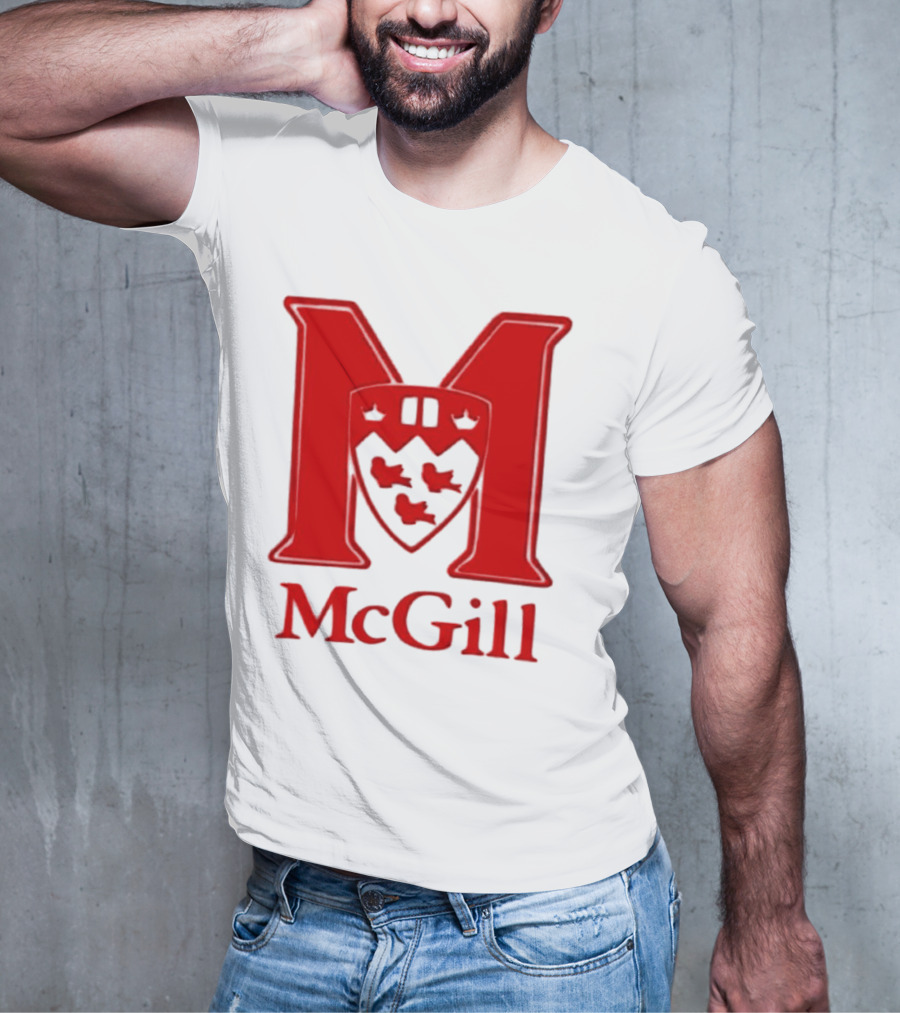 McGill University Large Red M And Shield Emblem T-Shirt