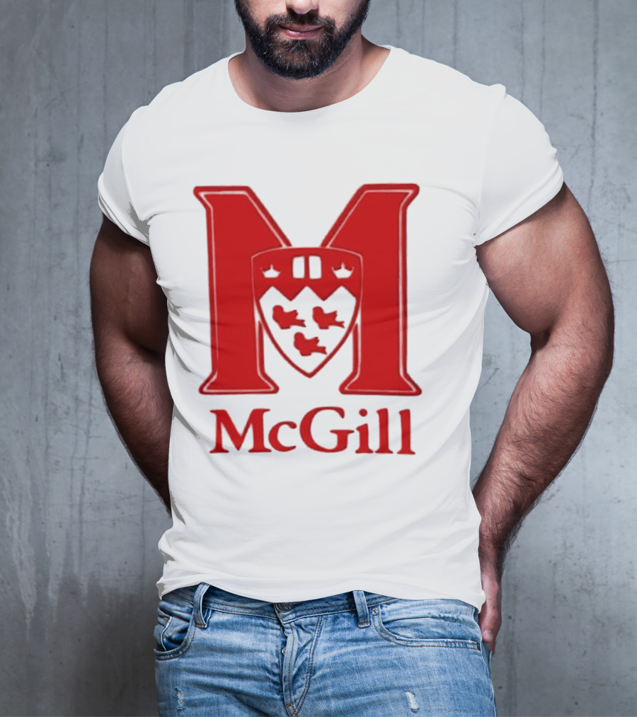 McGill University Large Red M And Shield Emblem T-Shirt