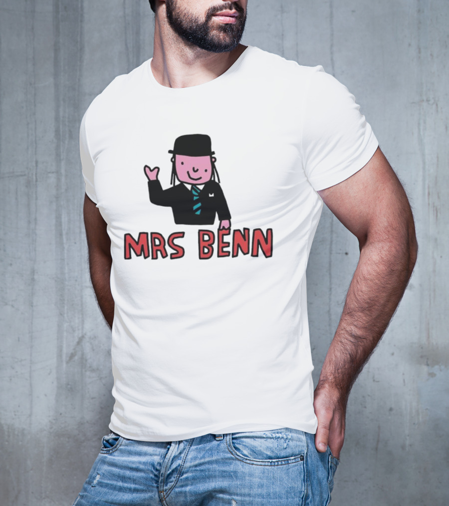 Mrs Benn Cartoon Character In Suit And Tie With Black Bowler Hat T-Shirt