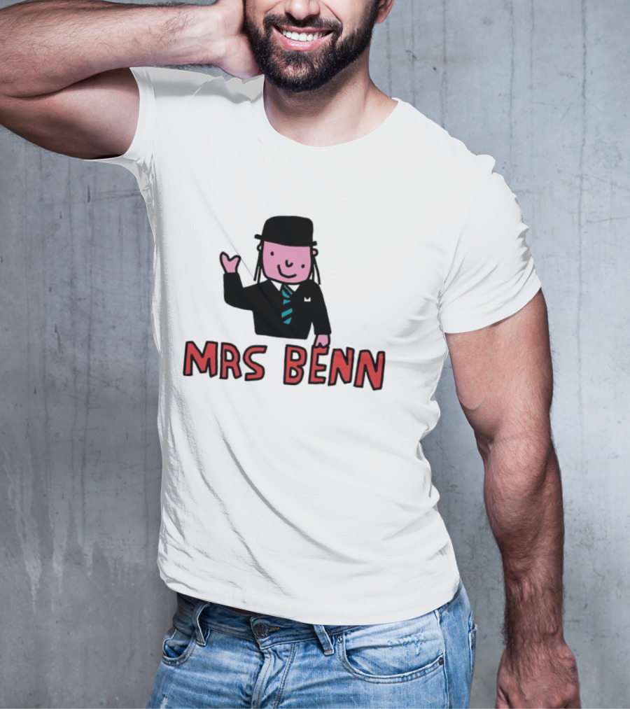 Mrs Benn Cartoon Character In Suit And Tie With Black Bowler Hat T-Shirt