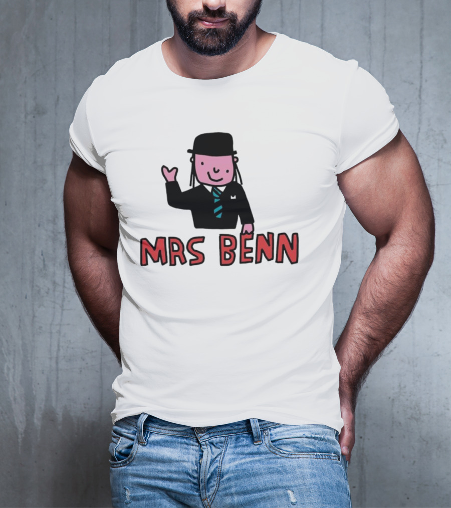 Mrs Benn Cartoon Character In Suit And Tie With Black Bowler Hat T-Shirt