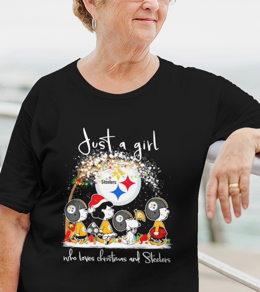 Peanuts Characters Just A Girl Who Loves Christmas And Steelers T-Shirt