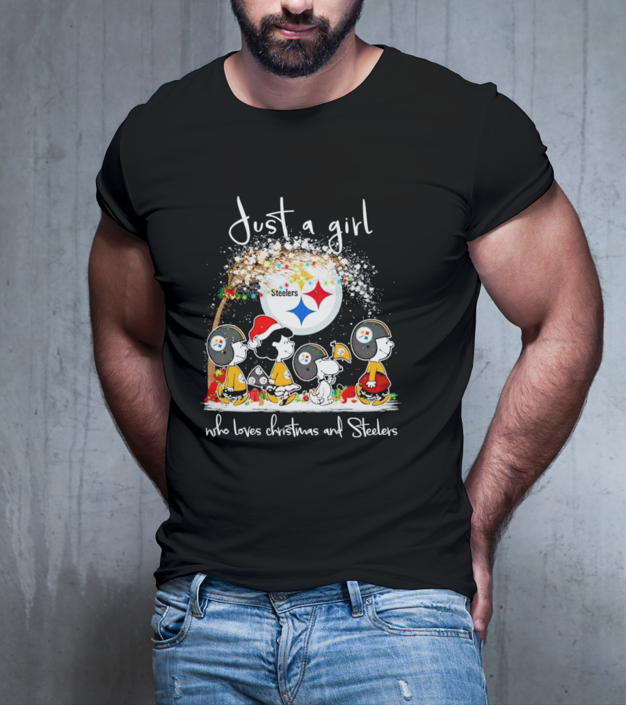 Peanuts Characters Just A Girl Who Loves Christmas And Steelers T-Shirt
