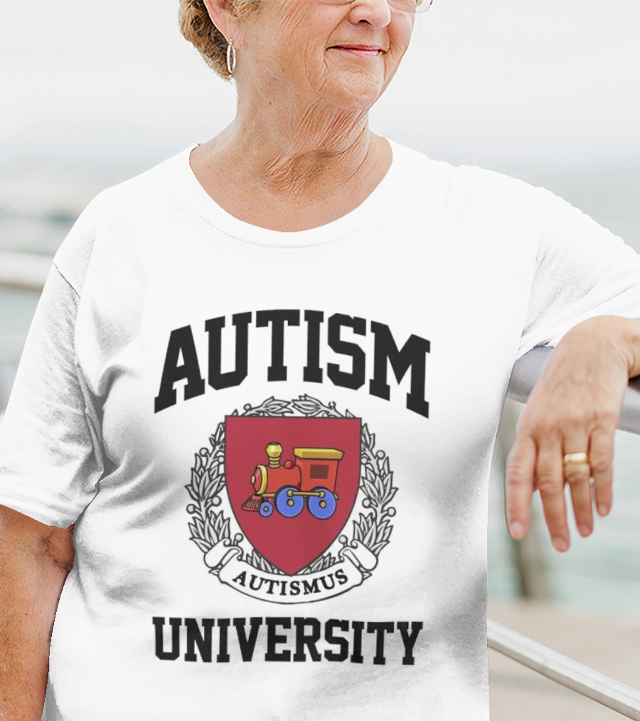 Autism University Autismus Red Shield Train Emblem T-Shirt