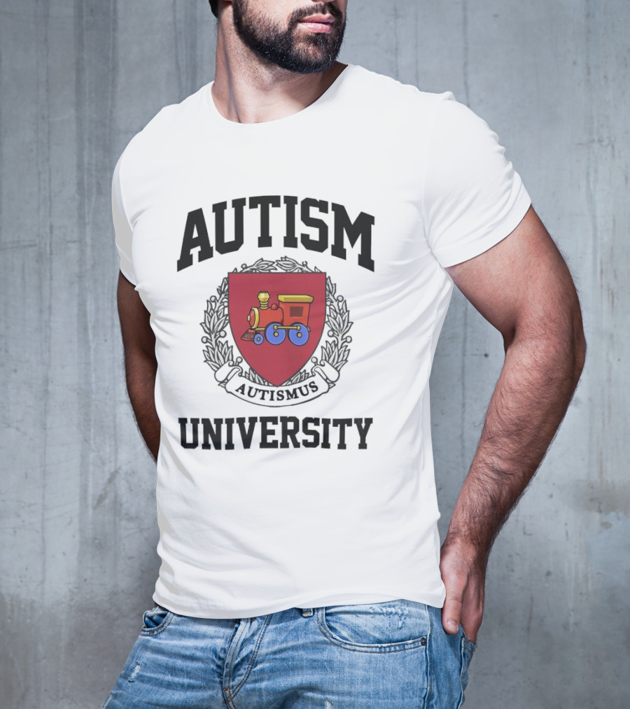 Autism University Autismus Red Shield Train Emblem T-Shirt