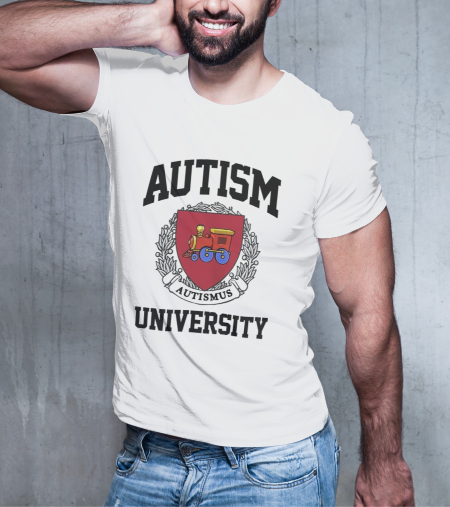 Autism University Autismus Red Shield Train Emblem T-Shirt