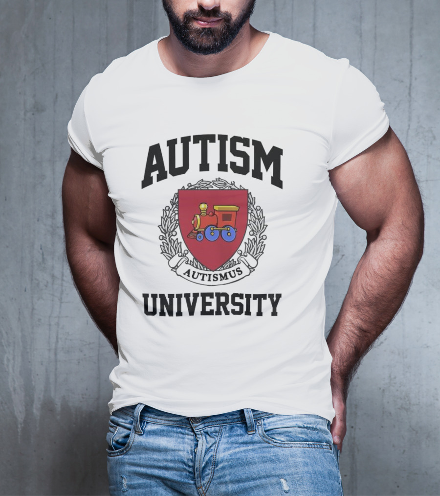 Autism University Autismus Red Shield Train Emblem T-Shirt