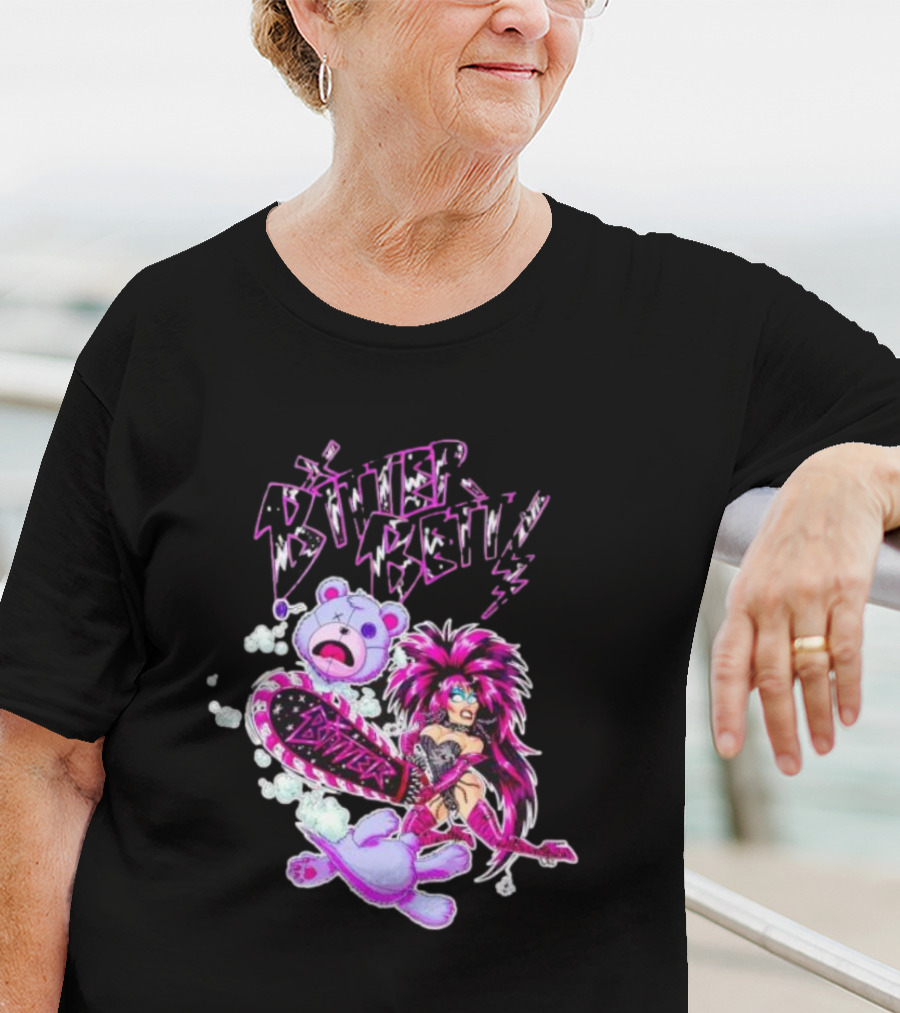 Bitter Betty Chainsaw Pink Chainsaw Fierce Style Teddy Bear T-Shirt
