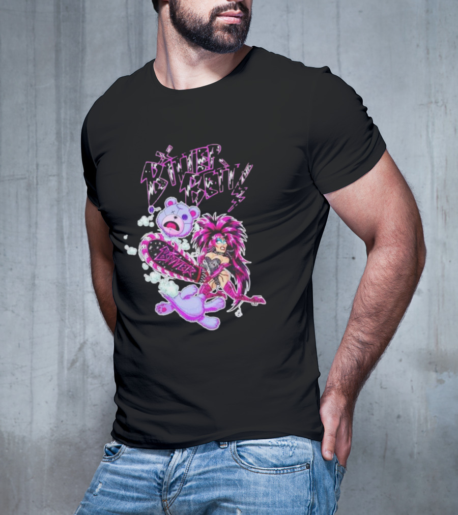 Bitter Betty Chainsaw Pink Chainsaw Fierce Style Teddy Bear T-Shirt