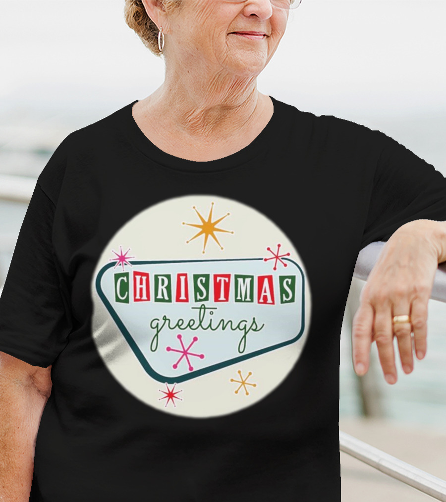 Christmas Greetings Vintage Retro Holiday 星 Starburst T-Shirt