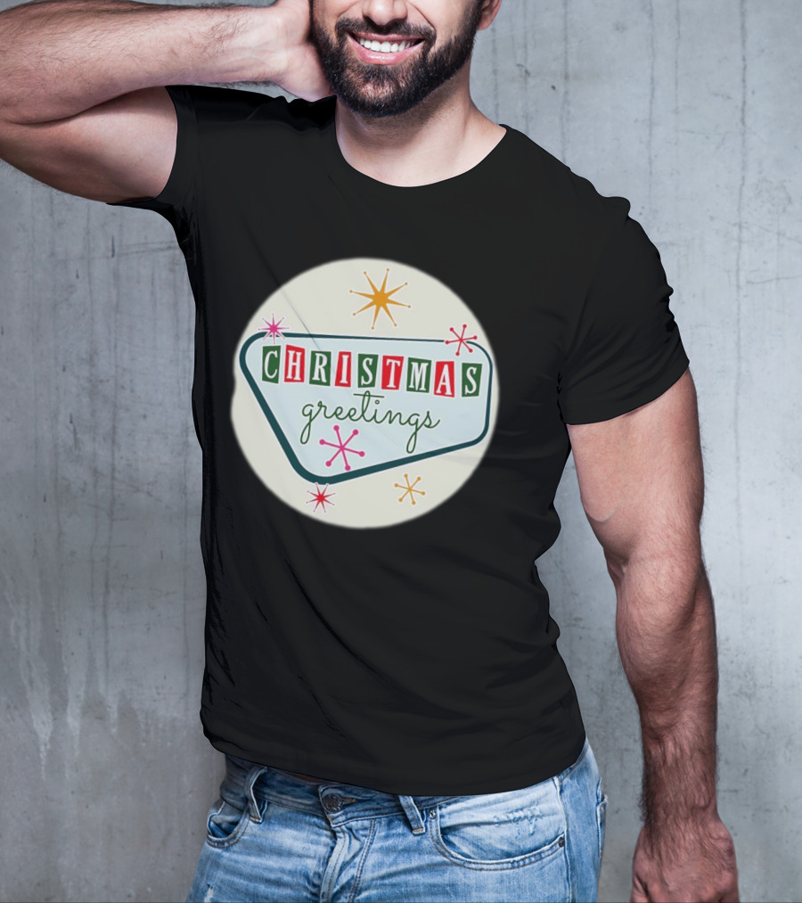 Christmas Greetings Vintage Retro Holiday 星 Starburst T-Shirt