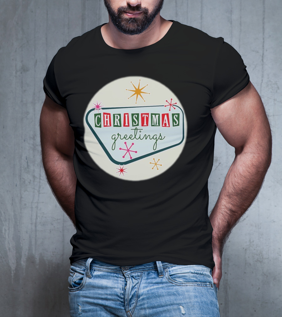 Christmas Greetings Vintage Retro Holiday 星 Starburst T-Shirt